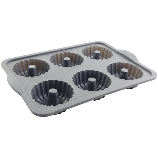 6-Cavity Metal Reinforced Silicone Mini Fluted Cake Pan by Makery®